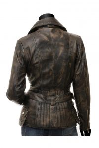 Womens Victoria Brown Distressed Leather Jacket 3
