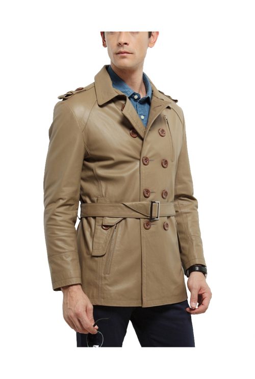 Men’s Double Breasted Leather Coat 2