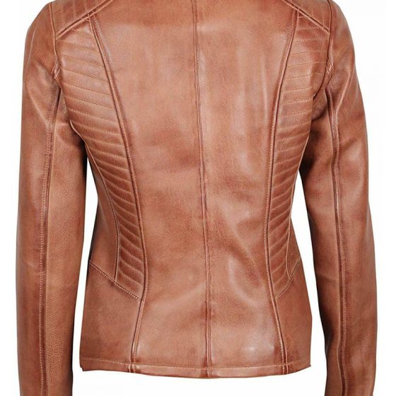 Martha Women Fitted Brown Leather Jacket 2