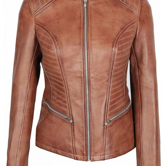 Martha Women Fitted Brown Leather Jacket