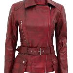 Victoria Moto Women Burgundy Jacket 1