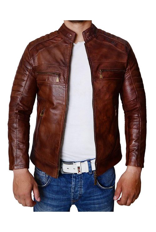 Biker Fashion Brown Genuine Leather Jacket For Men 2