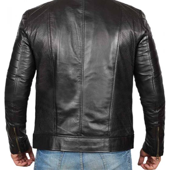 Genuine Leather Biker Fashion Black Jacket For Men 2