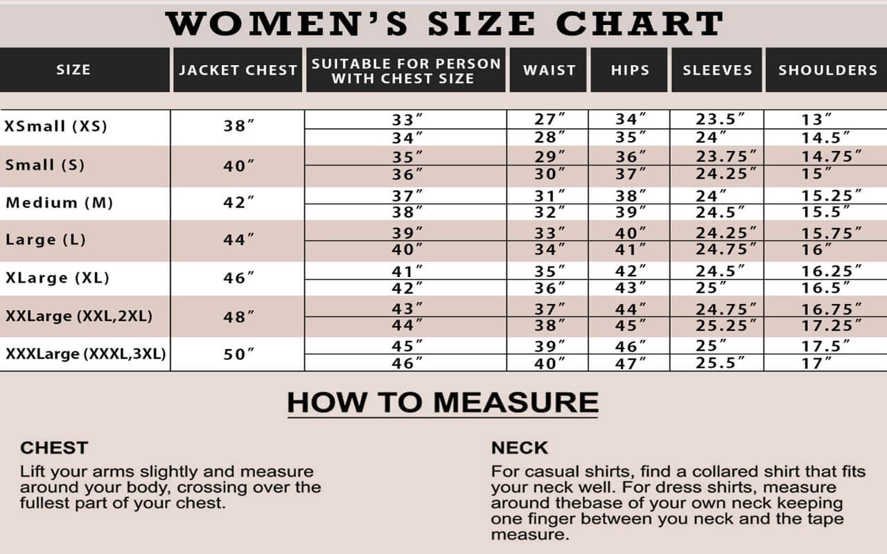 WOMEN'S JACKET SIZE CHART - Skinoutfits