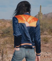 Rising Sun Jacket Navy Blue Quilted 70s style Bomber Jacket