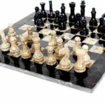 Marble Chess Set Indoor Adult Chess Black Fossil 16X16