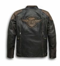 Harley Davidson H-D Triple Vent Black Brown Jacket